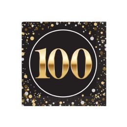144 pieces "100" Beverage Napkins - Tissue Paper