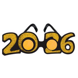 12 pieces "2026" Glittered Plastic Eyeglasses - New Years