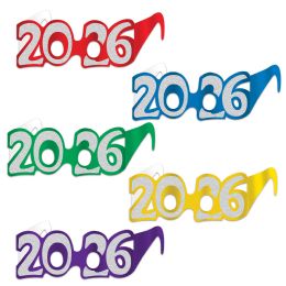 50 pieces "2026" Glittered Foil Eyeglasses - New Years