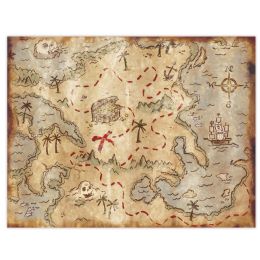 12 pieces Plastic Treasure Map Placemats - Placemats