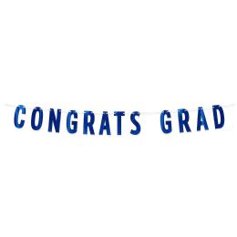 12 pieces Foil Congrats Grad Streamer - Blue - Streamers & Confetti