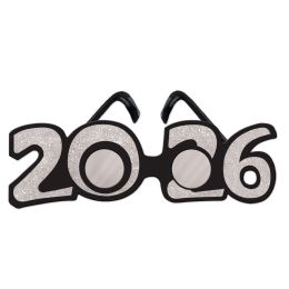 12 pieces "2026" Glittered Plastic Eyeglasses - New Years
