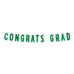 12 pieces Foil Congrats Grad Streamer - Green - Streamers & Confetti