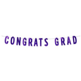 12 pieces Foil Congrats Grad Streamer - Purple - Streamers & Confetti