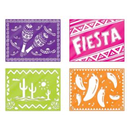 12 pieces Plastic Fiesta Picado Style Placemats - Placemats