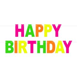 12 pieces Neon Happy Birthday Streamer - Streamers & Confetti