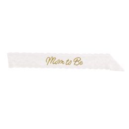 120 pieces Mom To Be White Lace Sash - Baby Shower
