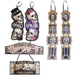 24 pieces Wall Plaque Halloween Mdf 6 Asst Vintage Black N White Look/ Mdf Comply Label - Halloween