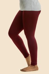 36 Pieces Sofra Ladies Fleece Lined Leggings Plus Size Burgundy - Womens Leggings