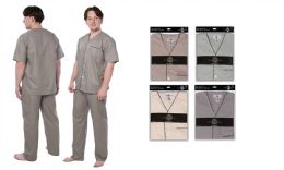 36 Pieces Men's Pajama Set With Short Sleeves And Long Pants Assorted Colors And Sizes - Mens Pajamas