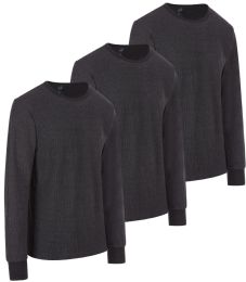 24 Pieces of Men's Thermal Long Sleeve Shirt In Gray Size Small