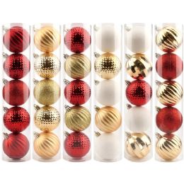 72 Pieces 5-Count Christmas Balls 6cm Red White And Gold - Christmas Ornament