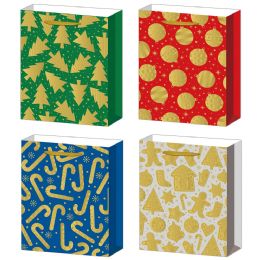 96 Pieces Glitter Hot Stamped Christmas Gift Bag xl - Gift Bags Christmas