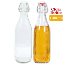24 Pieces Clear Glass Bottle Round 1000ml - Glassware