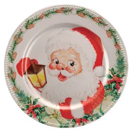 24 Pieces Plastic Charger Plate 13in Santa - Plastic Bowls and Plates