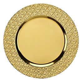 24 Pieces Plastic Charger Plate 13in Gold Geometric - Plastic Bowls and Plates