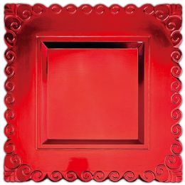 24 Pieces Plastic Charger Plate 13in Red Intricate Edge - Plastic Bowls and Plates