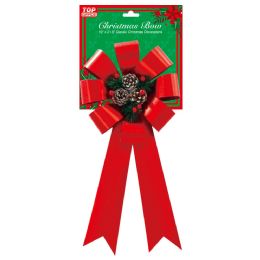 12 Pieces Red Christmas Bow Round Bowknot Tree Topper - Christmas Decorations