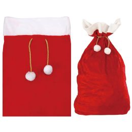 12 Pieces Christmas Santa Bag Red Plain - Christmas Novelties