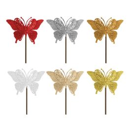 72 Pieces 72 Butterfly Picks Assorted Warm Colors - Christmas Ornament