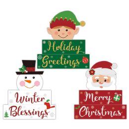 48 Pieces Christmas Wooden Decoration Santa Snowman Elf - Christmas Decorations