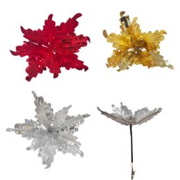 48 Pieces Poinsettia With Clip - Christmas Ornament