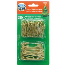 72 Pieces 200 Count Ornament Hooks Gold - Christmas Ornament