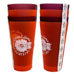 12 pieces Spread Some Sunshine 4 Count 20 Oz. Bpa Free Frosted  Plastic Cup Set - Plastic Drinkware
