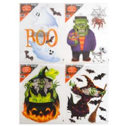 36 pieces Halloween Window Decor 4 Asst 11.75 X 16.5in Pb W/ Label - Halloween