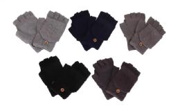 36 Pairs Men Half Finger Knit Gloves In Assorted Colors - Fleece Gloves