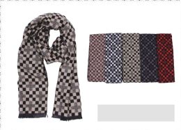 24 Pieces Men Scarf With Checked Design - Winter Scarves