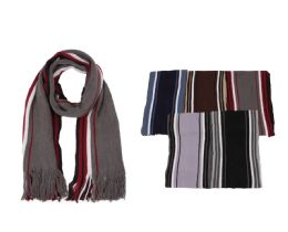 36 Pieces Mens Stripped Pattern Scarf - Winter Scarves