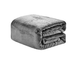 12 Pieces Micro Plush Fleece Coral Blanket In Grey Color - Fleece & Sherpa Blankets