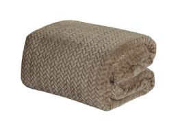 12 Pieces Micro Plush Fleece Montana Braid Blanket In Biege - Fleece & Sherpa Blankets