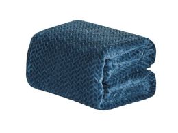 12 Pieces Micro Plush Fleece Montana Braid Blanket In Blue - Fleece & Sherpa Blankets