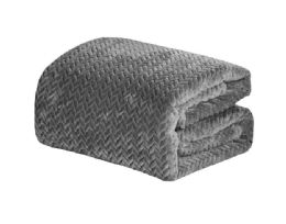 12 Pieces Micro Plush Fleece Montana Braid Blanket In Grey - Fleece & Sherpa Blankets