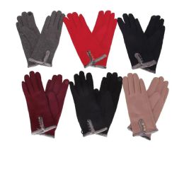 36 Pairs Ladies Touchscreen Compatible Cotton Glove With Button - Leather Gloves