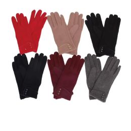 36 Pairs Ladie's Touchscreen Compatible Cotton Glove With Button - Leather Gloves