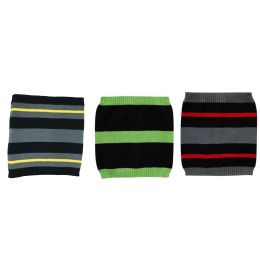 96 Pieces Assorted DarK-Tone Striped Knit Neck Warmers For Kids - Winter Scarves