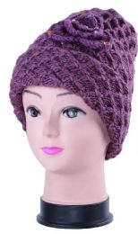 36 Pieces Women Cozy Winter Smocked Beanie With Rhinestone - Winter Beanie Hats