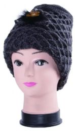 36 Pieces Women Cozy Winter Smocked Beanie With Rhinestone - Winter Beanie Hats