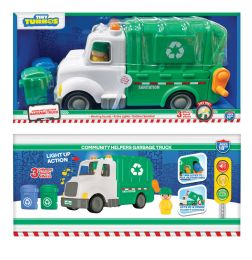 6 Pieces Garbage Truck Includes Fiqures - Lights & Sounds - Car, Planes, Trains & Bikes