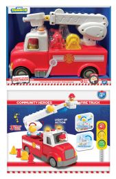 6 Pieces Fire Truck Includes Fiqures - Lights & Sounds - Car, Planes, Trains & Bikes