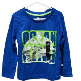 24 Pieces Boys' Royal Blue "ocean King" Shark Graphic Long Sleeve T-Shirt Size 4-7 - Boys Hoodies and Sweaters
