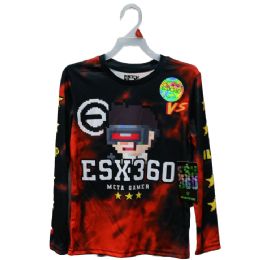 12 Pieces Esx3 Meta Gamer Long Sleeve Graphic T-Shirt (red TiE-Dye) - Boys Hoodies and Sweaters