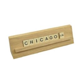 24 Pieces 8x2 Chicago Print Puzzle Piece Wedge Wood Stand Tabletop - Home Accessories