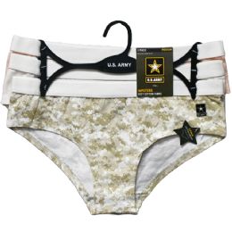 36 Wholesale Military Theme 3-Pc Hipster Panties With White Waistband Medium