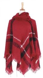 12 Pieces 12 Ladie's Winter High Neck Knitted Poncho - Winter Pashminas and Ponchos