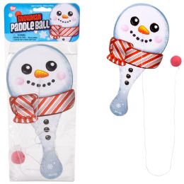 144 pieces Snowman Paddle Ball 10-inch - Christmas Novelties
