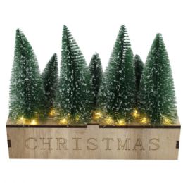 3 pieces Traditional Bottle Brush Light Up Christmas Trees - Christmas Novelties
